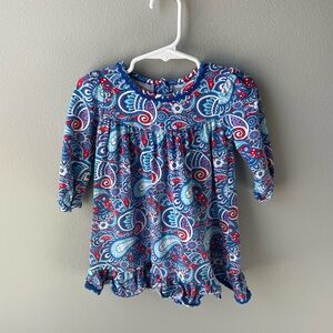 Simply Southern Baby Dress with Blue Paisley Print and Ruffled Hem